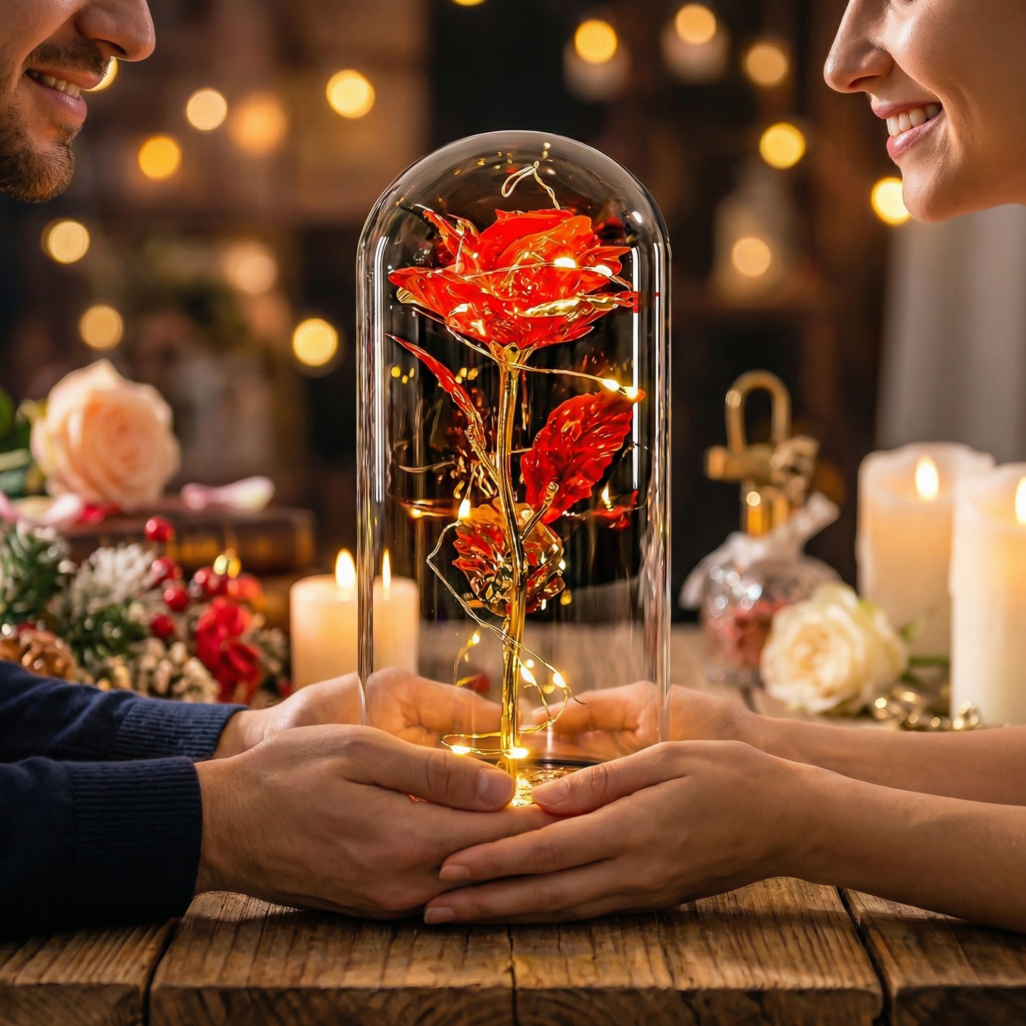 Wieczna Róża w Szkle z Oświetleniem LED - obrazek 3